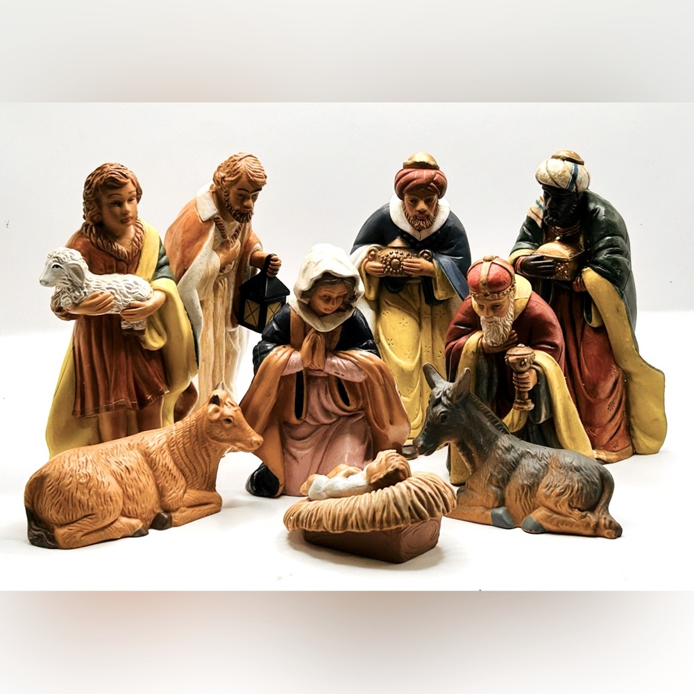 🎄Vintage Kurt Adler 9-piece nativity set. Jesus Mary Joseph Wise Men Shepherd